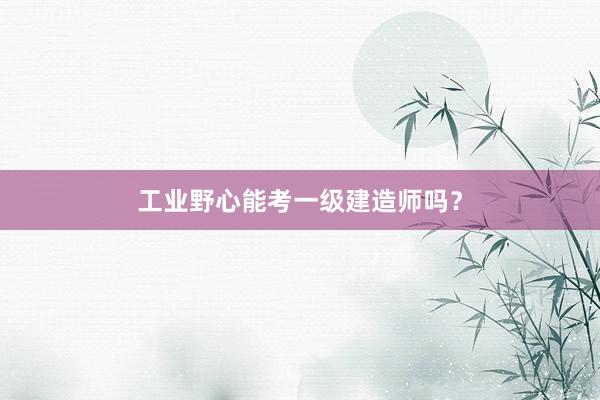 工业野心能考一级建造师吗?